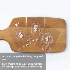 Túi Đựng Bánh Trung Thu Trong Suốt Màu Vàng Vẽ Tay 75g Túi Đóng Gói Bánh Trung Thu Kiểu Trung Hoa Và Quảng Đông Cao Cấp