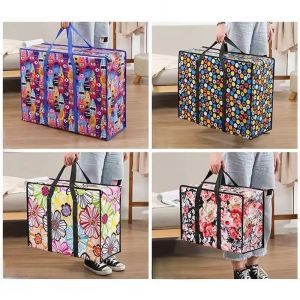Big Size Woven Eco Bag With Zipper High Capacity Storage Bag Luggage Shopping Bag Thick Quality Random Design