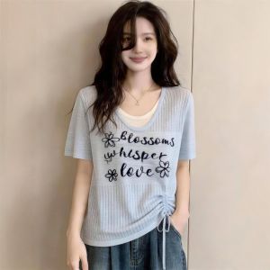 Áo Thun Hai Mảnh V-neck Tay Ngắn Icy Silk
