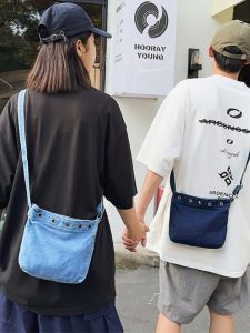 Denim Small Shoulder Bag Mens 2024 Summer New Arrival Mobile Phone Bag Casual Canvas Bag Womens Work Clothing Messenger Bag Shoulder Bag