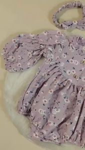 Romper Fleurine Jumper Anak Bayi Perempuan Maybee Free Headband 0-12 Bulan