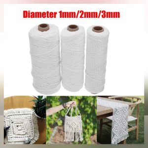 1 มิลลิเมตร/2 มิลลิเมตร/3 มิลลิเมตรสีขาวสายผ้าฝ้ายหัตถกรรม M Acrame ธรรมชาติบิดเชือกสตริงสำหรับการทำเครื่องประดับ S-Crapbooks บัตรแฮนด์เมดDrawstrings สวนตกแต่งบ้าน