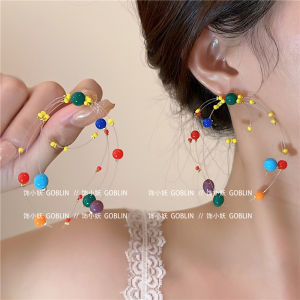 ต่างหูจี้หัวเข็มขัดยาวสีสันสดใสสำหรับผู้หญิง ต่างหูแบบดัลไลท์ที่ไม่ซ้ำใคร ต่างหูสไตล์ย้อนยุค เครื่องประดับแฟชั่น