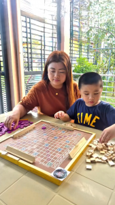 Classic Wooden Scrabble Game Set - Foldable High-Quality Tiles Multi-Color/Multi-Color Tiles Smooth & Durable