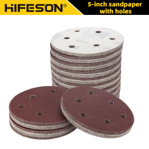 เครื่องมือขัดแผ่นเจียรโลหะกระดาษทรายสำหรับขัดงานไม้ขนาด125มม. 8รู40/60/80/120/180/240/320/400/600แผ่นกระดาษทรายกรวด