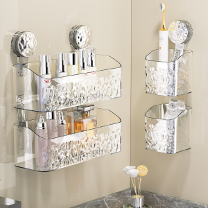 Sucker storage rack Bathroom Shelves Wall Mount Corner Shelf Shower Storage Rack Holder for Cosmetic Soap Organizer