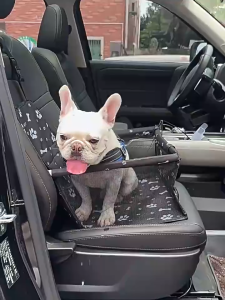 HATELI Dog Car Seat Puppy Portable Pet Booster Cat Puppy Car Seat with Clip-On Safety Leash and PVC Support Pipe Anti-Collapse Perfect for Small Pets