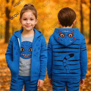 เสื้อฮู้ดซิปพิมพ์ลายเสือ ดีไซน์เท่ๆ สไตล์ Kpop จากภาพยนตร์ดัง สำหรับเด็กและผู้ใหญ่ ใส่ได้ทั้งฤดูใบไม้ร่วงและฤดูหนาว เสื้อแขนยาวลำลอง