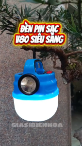 Bóng Đèn Tích Điện Hb-V80 80W Siêu Sáng Có Móc Treo Tiện Lợi Tích Hợp Đèn Pin Có Sạc Năng Lượng Mặt Trời