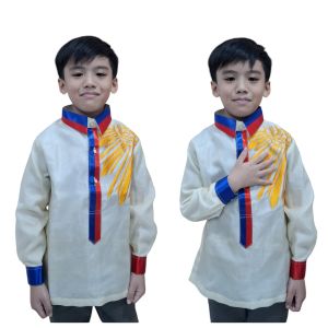 Modern barong kids boy sinag flag inspired