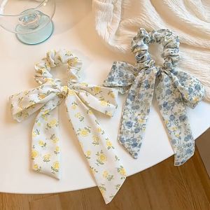 Dây buộc tóc đính nơ in họa tiết hoatrái cây phong cách mùa hè thanh lịch cho nữ GA625