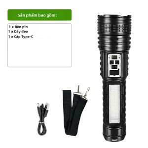 Đèn Pin LED Cầm Tay Công Suất Cao Có Thể Sạc Lại Tích Hợp Đèn COB Bên Cạnh Chống Nước IP65 Lý Tưởng Cho Hoạt Động Ngoài Trời Cắm Trại Đi Bộ Đường Dài