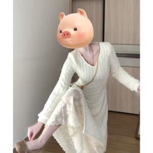 CHANGTONG | Elegant V-Neck Long Sleeve Knit Dress