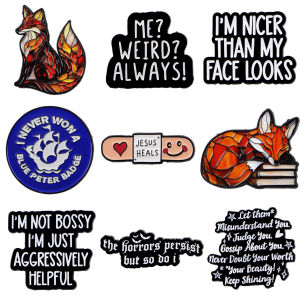 Jesus Heals Enamel Pin Cartoon Fox Brooch For Coat Funny Quote Series Brooches Fashion Lapel Badges Jewelry Gift for Friends