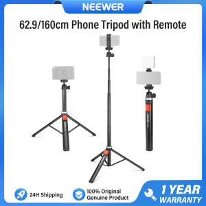 NEEWER 62.9”/160cm Phone Tripod with Bluetooth Remote & Phone Stand Foldable Selfie Stick Travel Tripod for iPhone Samsung Canon GoPro Action Camera TS05