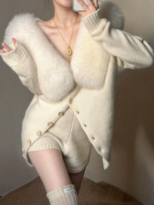 GUGUXIAONIU | Trendy Off Shoulder Sweater & Slim Fit Shorts Outfit Set