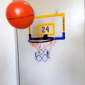 Yowxii Hanging Door Iron Basketball hoop Ring Mini Indoor Basketball Folding Dunk Rebound With Ball For Kid
