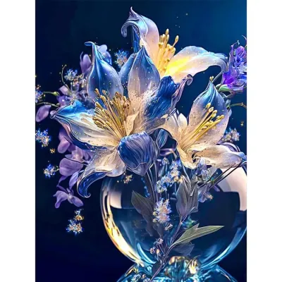 Beautiful Flowers Floral Scene 5D DIY Diamond Painting Kit Full Round Drill For Adults Home Wall Art Decor Gift Relaxing