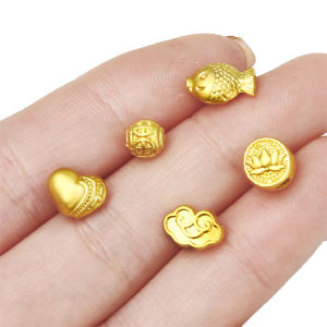 จี้รูปดอกไม้ดอกบัวหัวใจลูกปัดโลหะคุณภาพสูงชุบทองลูกปัดเว้นระยะแบบหลวมสำหรับเครื่องประดับอัญมณีการทำสร้อยข้อมือด้วยตนเอง