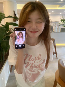 Retro American Cotton Short Sleeve T-Shirt Women Summer Loose Lazy Style Chic Hong Kong Flavor Top Quality Pure Cotton round Neck