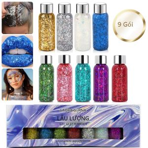 9 Bộ Trang Điểm Lấp Lánh Mặt & Cơ Thể Chun Kim Sa Lấp Lánh Gel Đựng Mỹ Phẩm Lấp Lánh Cho Lễ Hội Trang Trí Tóc & Cơ Thể Không Độc Hại Dễ Dàng Làm Sạch