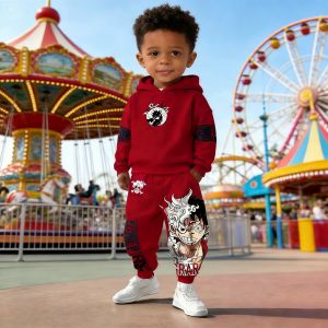 Bandai | Boys Black Cotton Hoodie Set with Harem Pants Anime One Piece Character Print Cuffed Ankle Kids Sweatshirt Outfit