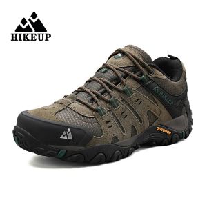 HIKEUP Mens Hiking Shoes Suede Leather Outdoor Shoes Wear-resistant Men Trekking Walking Hunting Tactical Sneakers