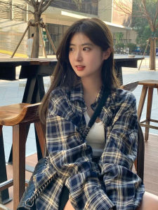 Áo Sơ Mi Kẻ Caro Tay Dài Mỏng Dáng Rộng Phong Cách Hàn Quốc Mùa Xuân Thu Cho Nữ Thời Trang BF Oversize Lười Biếng