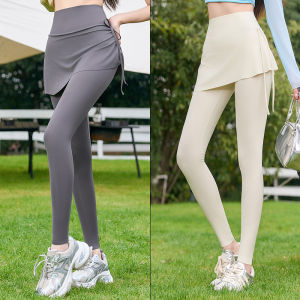 Miiow | High Waist Ice Silk Sharkskin Yoga Pants Womens Summer New Style Sports Bottom Skirt Pants Outdoor Wear Casual Long Trousers
