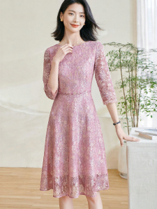 Misoshine | New Elegant A-Line Lace Trim Dress
