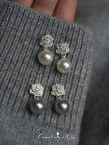 Elegant Classic Pearl Tea Rose Earrings: French Style Retro Feelings High Quality Jewelry Fashionable Accessory for Women