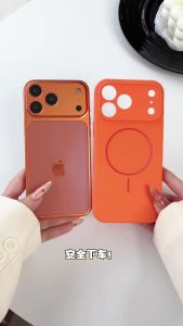 szhaiyu | Orange Liquid Silicone for Magsafe Case for IPhone 17 Air 12 13 14 Pro 15 16 Plus Soft Magnetic Cover for IPhone 18 17 Pro Max