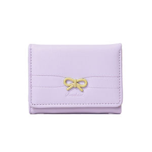 Fashion Wallets Girls Cute Bow Small Wallet Aesthetic Card Holder Classic Three Fold Purse For Women Student Simple Coin Pouch