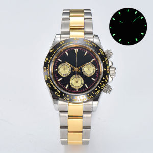 39mm Mens Watch VK63 Movement Blue Sapphire Glass Business Style Mens Watch Made of Stainless Steel Water-Resistant Watch