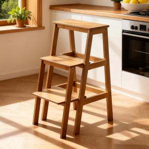 Folding Multi-function Wooden Step Stool Ladder