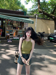 เสื้อกั๊กสายเดี่ยวคอวีทรงสลิมฟิตสไตล์ฝรั่งเศสสำหรับผู้หญิงในช่วงฤดูร้อนปี 2025 เสื้อผ้าทำงานสไตล์เกาหลี