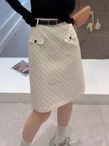 White Polka Dot Print Halter Neck Mini Dress Womens plus Size Midi Skirt Summer High Waist A-Line Bodycon Skirt