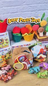 EZYLITTLES Montessori Plush Sorting Toy Baby Sensory Toy Soft Educational Learning Toy Matching Sorting Game Animal Fruit Vegetable Dinosaur Plush Toy Fine Motor Skills Early Development Gift for Babies Toddlers 0-3 Years