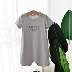 Haobeibi Baby Cotton Mesh Sleeping Bag Baby Short Sleeve Rompers Children Rompers Pajamas Air Conditioning Clothes Bellyband