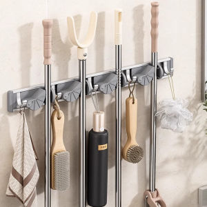 Mop Broom Holder Kitchen Gadgets Slide Hanging Hooks Organizers Storage Garden Kitchen Tool Organizer Wall Hanger for Home Goods