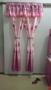 Màn cửa phòng khách BENU STORES (1M X 2M  1M2 X 2M) chất liệu phi bóng 2 da màu hồng dày dặn ép biên sang trọng đẹp mắt