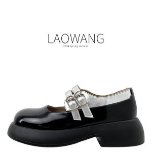 Giày Mary Jane Đế Dày Đế Xuồng Da Bò Nguyên Chất Cho Nữ Mùa Xuân Hè Phong Cách Anh Cổ Điển Đế PU Mũi Tròn