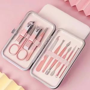 Rose Gold Eagle-nose Pliers Beauty Nail Salon Manicure and Pedicure Knife Set Nail Clipper Set 7-18 Piece Set of Care Tools
