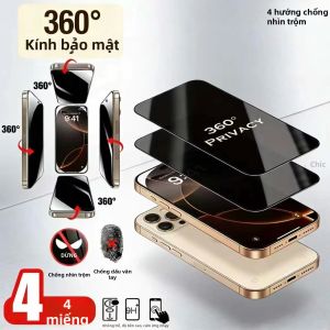 TAOYUNXI | 4 Cái 360 °   Miếng Dán Cường Lực Chống Gián Điệp Bảo Vệ Màn Hình Riêng Tư Cho iPhone 15 Pro 17 13 14 Plus 18 Ultra 16 Pro Max - Chống Trầy Xước Phủ Toàn Màn Hình