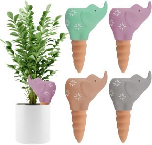 Plant Watering GlobesElephant Shape Self Watering Spikes Terracotta Drip Water Stakes Watering Bulbs for Pot Indoor Outdoor