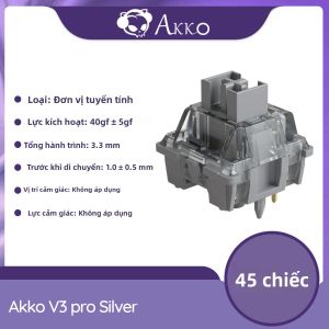 Akko V3 Pro Bạc 5-Pin Tuyến Tính Công Tắc 40gf Với Thân Chống Bụi Tương Thích MX Bàn Phím Cơ-45 Chiếc/gói