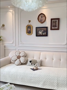 Cream Solid Color Sofa Pad Minimalist Woven Sofa Cover Non Slip Thickened Washable Couch Seat Mat All Season