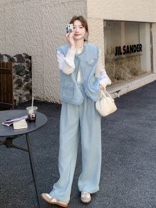 French Style Small Fragrance Set Womens Fashion Autumn 2025 New Arrival Three-piece Suit Long Sleeve round Neck Button up Polyester Fiber