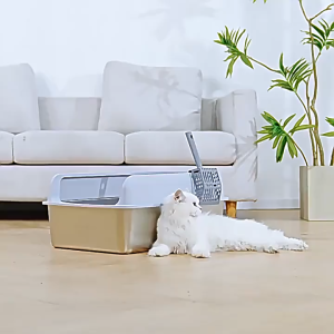 【🔥🔥SG SPOT】XL Stainless Steel Cat Litter Box High Fence Deepening Easy to Clean With Strainer