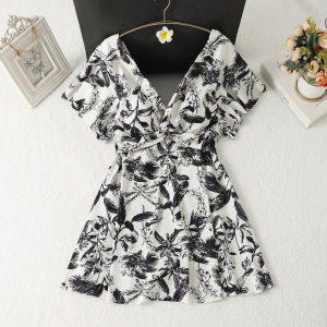 Conservative plus Size One Piece Swimsuit Womens Thermal Spa Swimwear Tummy Covering Casual Style Short Sleeve Swim Dress